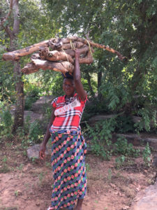 Femme portant du bois, village de Nagou, Togo.